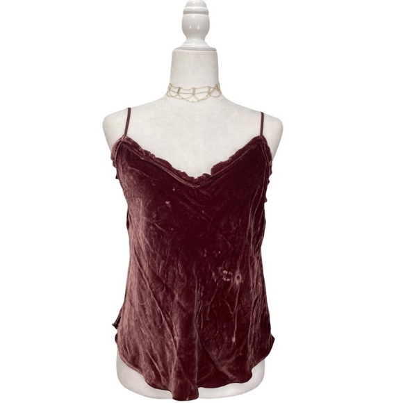 Aritzia Wilfred Ruffle Velvet Cami NWT Purple - Picture 1 of 6